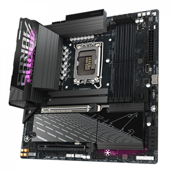 Gigabyte B860M AORUS ELITE WIFI6E | Processor family Intel | Processor socket LGA1851 | DDR5 | Supported hard disk drive interfaces SATA, M.2 | Number of SATA connectors 4