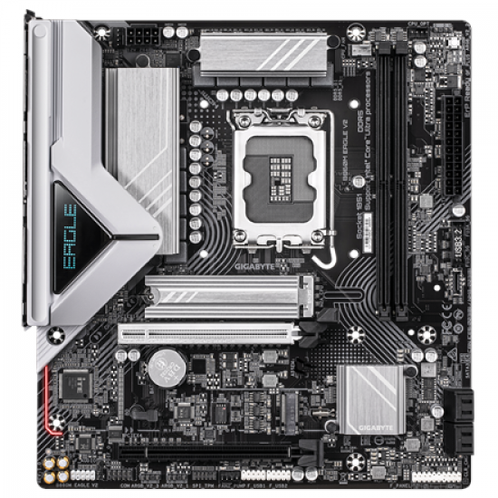 Gigabyte B860M EAGLE V2 | Processor family Intel | Processor socket LGA1851 | DDR5 | Supported hard disk drive interfaces SATA, M.2 | Number of SATA connectors 4