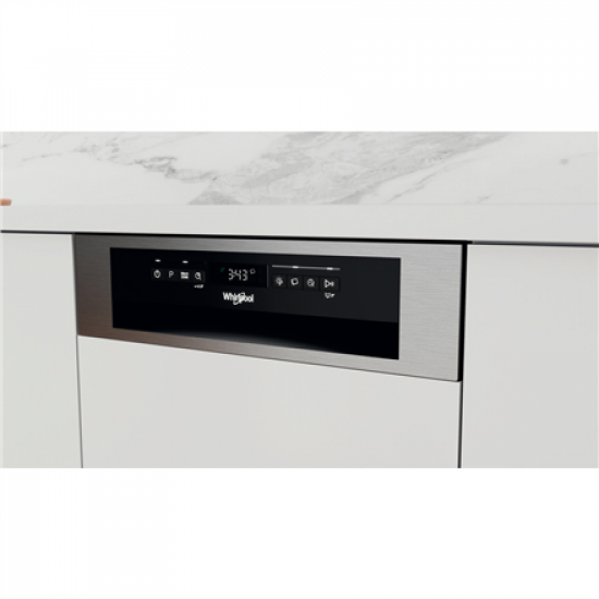 Whirlpool Dishwasher | WSBO 3O34 PF X | Built-in | Width 45 cm | Number of place settings 10 | Number of programs 8 | Energy efficiency class D | Display | Stainless steel