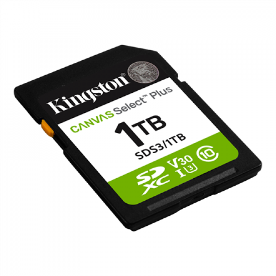 Kingston Canvas Select Plus | 1000 GB | SD | Flash memory class Class 10, UHS-I, U1/U3, Video Class 10/30