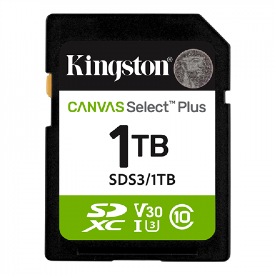 Kingston Canvas Select Plus | 1000 GB | SD | Flash memory class Class 10, UHS-I, U1/U3, Video Class 10/30