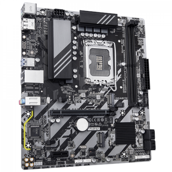 Gigabyte B860M E | Processor family Intel | Processor socket LGA1851 | DDR5 | Supported hard disk drive interfaces SATA, M.2 | Number of SATA connectors 4