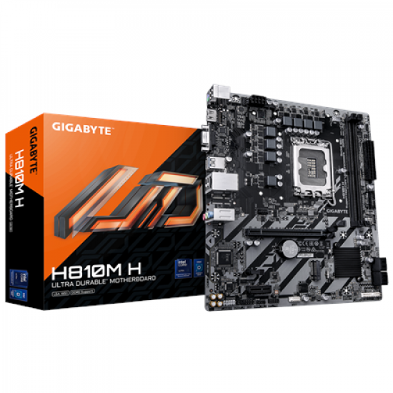 Gigabyte H810M H | Processor family Intel | Processor socket LGA1851 | DDR5 | Supported hard disk drive interfaces SATA, M.2 | Number of SATA connectors 4