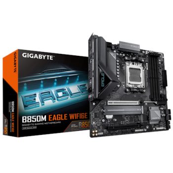 Gigabyte B850M EAGLE WF6E | Processor family AMD | Processor socket AM5 | DDR5 | Supported hard disk drive interfaces SATA, M.2 | Number of SATA connectors 4