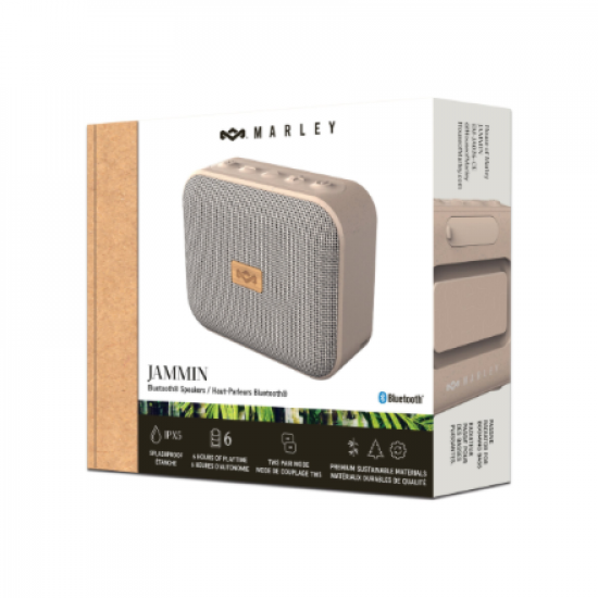 Marley Speaker | Jammin | Waterproof | Bluetooth | Cream | Portable | Wireless connection