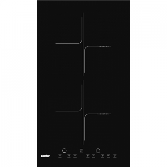 Simfer H3.020.DEISP Hob, Induction, Width 18 cm, 2 cooking zones, Touch control, Black | Simfer