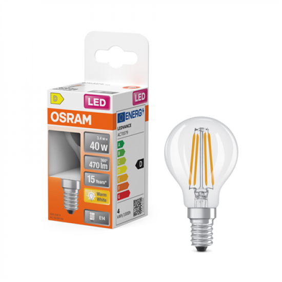 Osram Parathom Classic P Filament | E14 | 3.4 W | Warm White