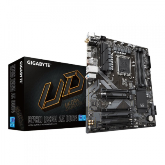 Gigabyte B760 DS3H AX DDR4 (rev. 1.x) | Processor family Intel | Processor socket LGA1700 | DDR4 | Supported hard disk drive interfaces M.2, SATA | Number of SATA connectors 2