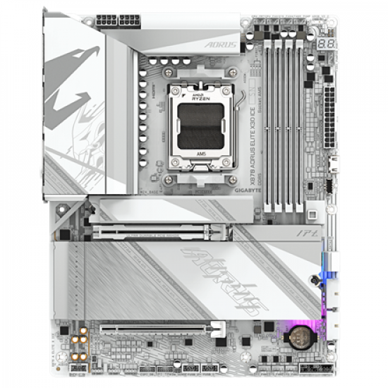 Gigabyte X870 AORUS ELITE X3D ICE | Processor family AMD | Processor socket AM5 | DDR5 | Supported hard disk drive interfaces SATA, M.2 | Number of SATA connectors 4