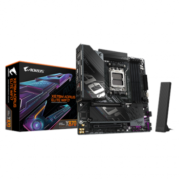 Gigabyte X870M AORUS ELITE WIFI7 | Processor family AMD | Processor socket AM5 | DDR5 | Supported hard disk drive interfaces SATA, M.2 | Number of SATA connectors 2