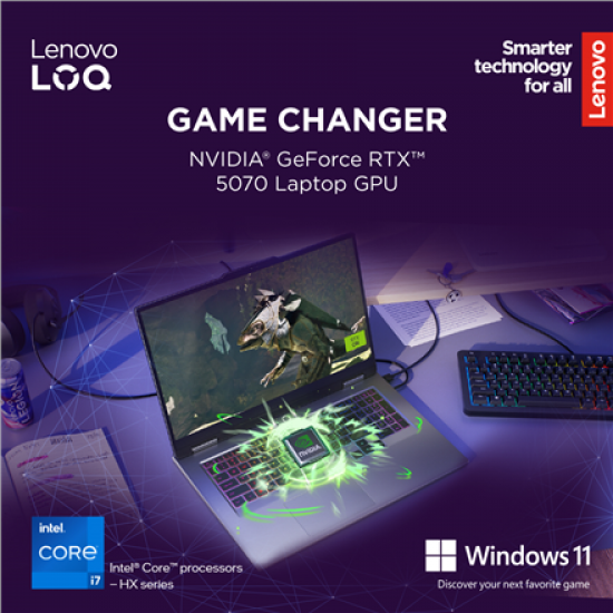 Lenovo LOQ 17IRX10 17.3 FHD i7-13650HX/16GB/1TB/NVIDIA GF RTX 5060 8GB/WIN11 Home/Nordic Backlit kbd/Luna Grey/2Y Warranty