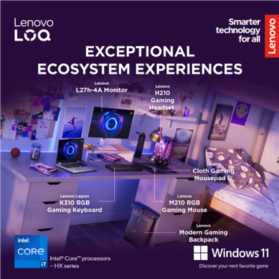 Lenovo LOQ 17IRX10 17.3 FHD i7-13650HX/16GB/1TB/NVIDIA GF RTX 5060 8GB/WIN11 Home/Nordic Backlit kbd/Luna Grey/2Y Warranty