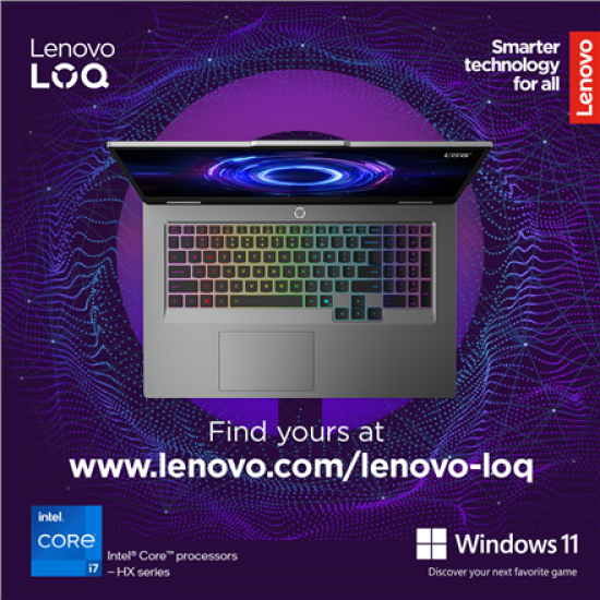 Lenovo LOQ 17IRX10 17.3 FHD i7-13650HX/16GB/1TB/NVIDIA GF RTX 5060 8GB/WIN11 Home/Nordic Backlit kbd/Luna Grey/2Y Warranty