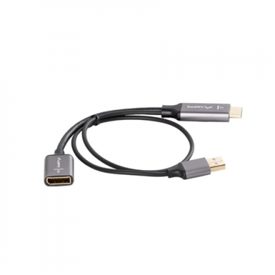 Lanberg HDMI (M) to Displayport (F) Adapter 4K on cable 20cm, Silver | AD-HD-DP-02
