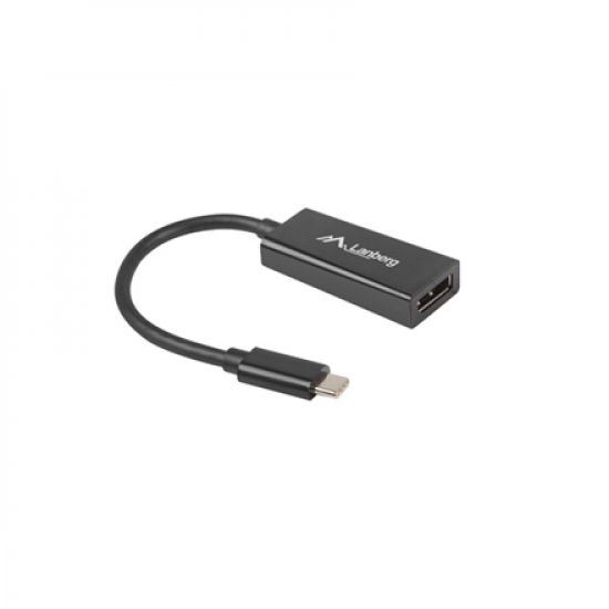 Lanberg USB-C (M) 3.1 to Displayport (F) Adapter cable 15cm, Black | AD-UC-DP-01
