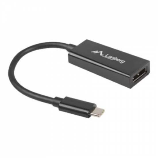 Lanberg USB-C (M) 3.1 to Displayport (F) Adapter cable 15cm, Black | AD-UC-DP-01