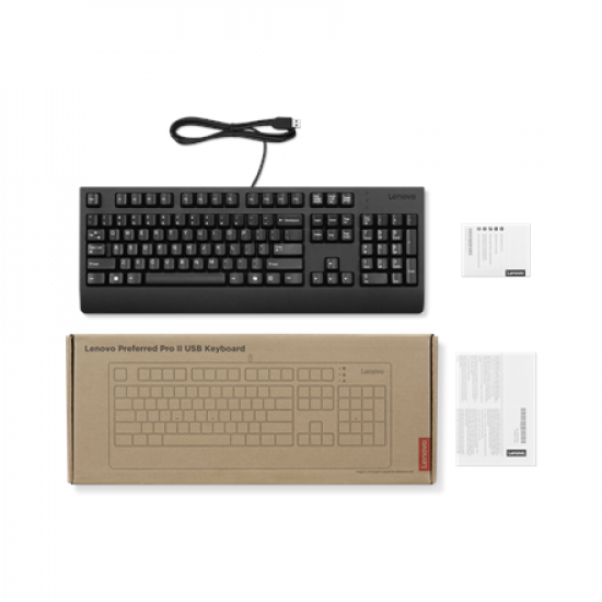 Lenovo Preferred Pro II USB Keyboard-US Euro | Keyboard | Wired | US Euro | Black | USB-A