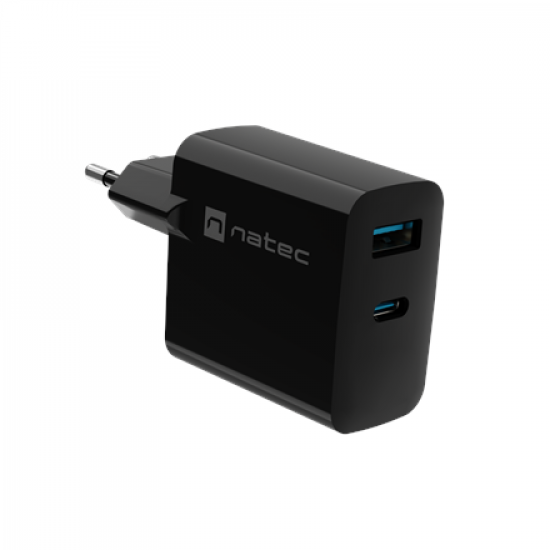 Natec Ribera USB Charger, 1x USB-A, 1x USB-C, 45 W | NUC-2143