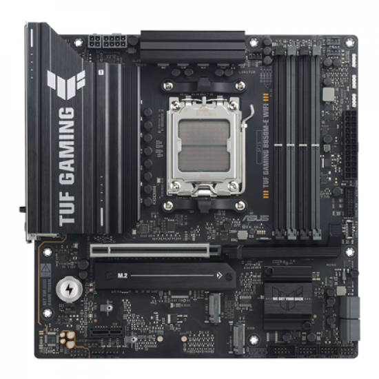 Asus TUF GAMING B850M-E WIFI | Processor family AMD | Processor socket AM5 | DDR5 | Supported hard disk drive interfaces SATA, M.2 | Number of SATA connectors 4