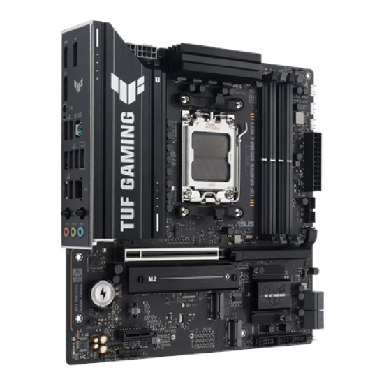 Asus TUF GAMING B850M-E WIFI | Processor family AMD | Processor socket AM5 | DDR5 | Supported hard disk drive interfaces SATA, M.2 | Number of SATA connectors 4