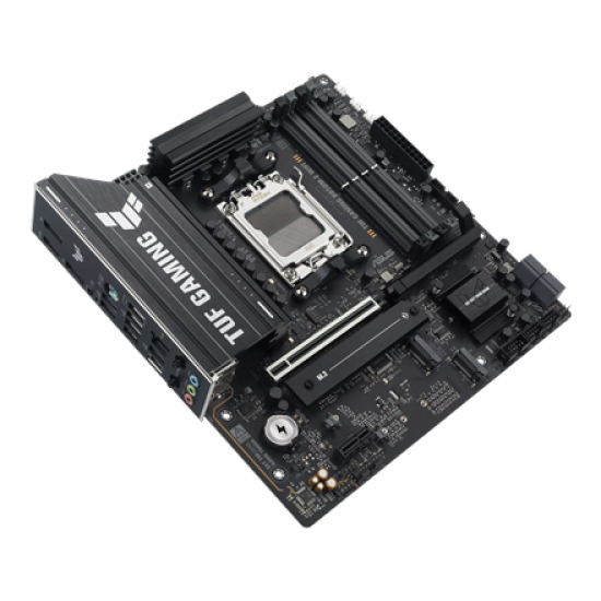 Asus TUF GAMING B850M-E WIFI | Processor family AMD | Processor socket AM5 | DDR5 | Supported hard disk drive interfaces SATA, M.2 | Number of SATA connectors 4