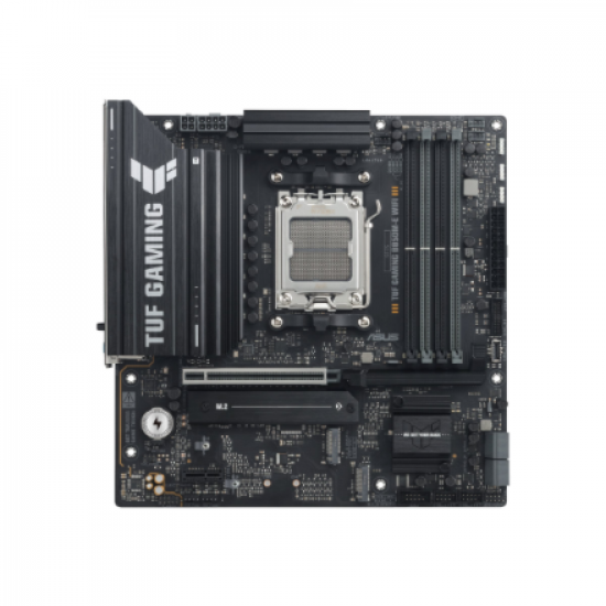 Asus TUF GAMING B850M-E WIFI | Processor family AMD | Processor socket AM5 | DDR5 | Supported hard disk drive interfaces SATA, M.2 | Number of SATA connectors 4