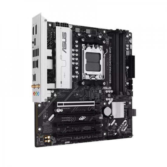 Asus B850M MAX GAMING WIFI | Processor family AMD | Processor socket AM5 | DDR5 | Supported hard disk drive interfaces SATA, M.2 | Number of SATA connectors 4