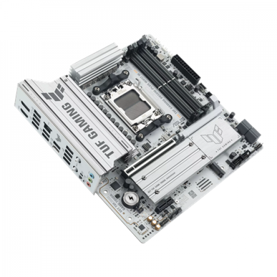 Asus TUF GAMING B850M-PLUS WIFI7 W | Processor family AMD | Processor socket AM5 | DDR5 | Supported hard disk drive interfaces SATA, M.2 | Number of SATA connectors 4