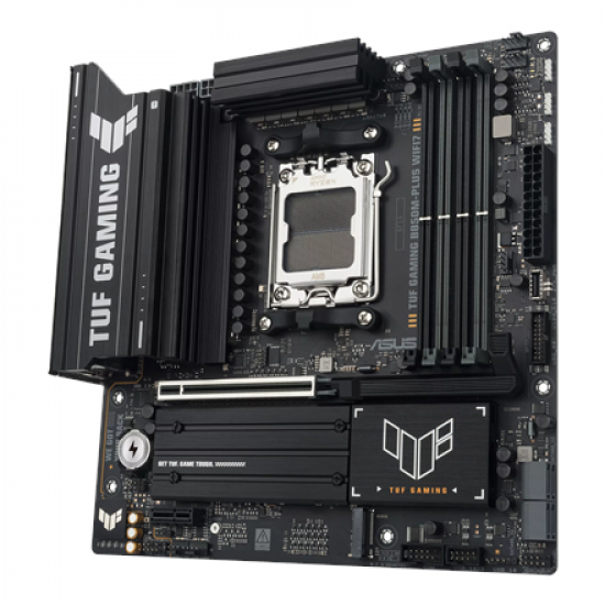 Asus TUF GAMING B850M-PLUS WIFI7 | Processor family AMD | Processor socket AM5 | DDR5 | Supported hard disk drive interfaces SATA, M.2 | Number of SATA connectors 4