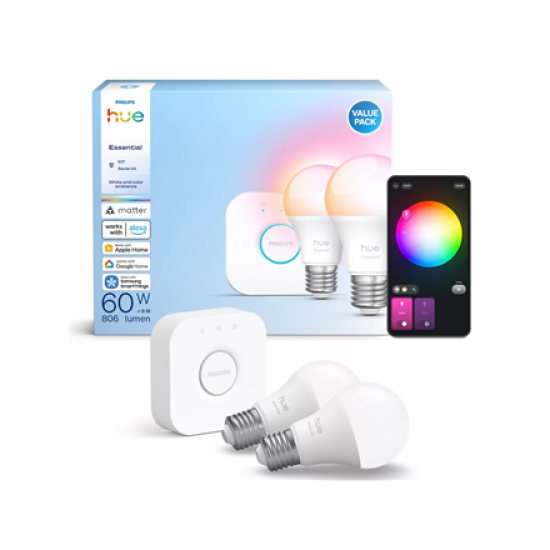 Philips Hue E WCA 806 A60 E27 2kit EU | E27 | 8 W | 16 million colours, White and colour light