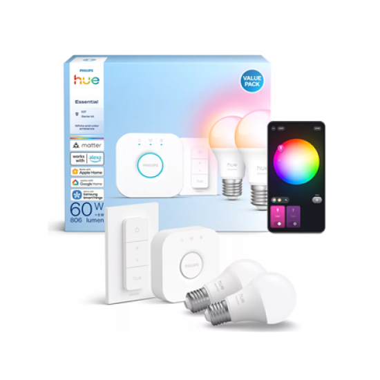 Philips Hue E WCA 806 A60 2kit SW EU | E27 | 8 W | 16 million colors, White and colored light