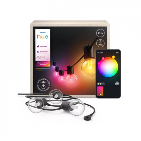 Philips Hue Festavia Globe Outdoor Fairy Lights, 21 m | 30 W