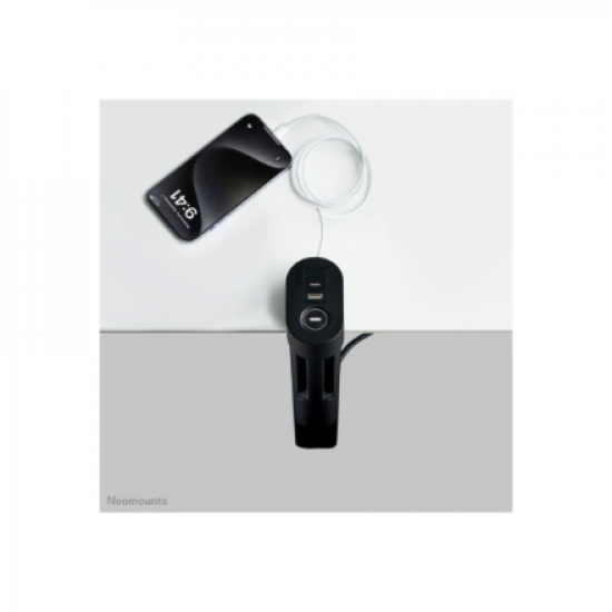 Neomounts | Desk socket with clamp and USB-C and USB-A ports - Quick charge | DS22-840BL6 | Black