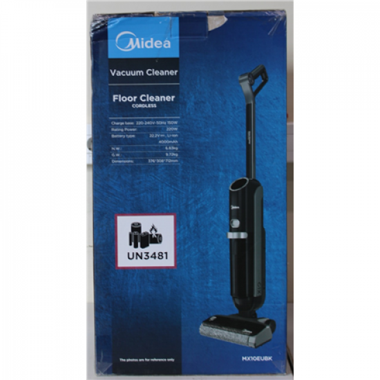 SALE OUT. | Midea Cordless Vacuum Cleaner | X10 Wet and Dry | 220 W | 22.2 V | Operating time (max) 35 min | Black | Warranty 24 month(s) | DAMAGED PACKAGING, USED, DIRTY, SCRATCHED AND WET ITEM. WRONG SN ON PACKAGING