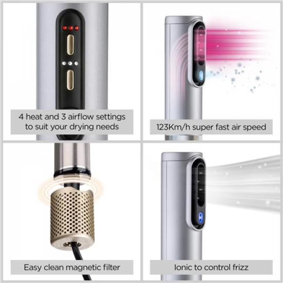 BABYLISS | Hair styling comb | Air Wand AS6555E | Ion conditioning | Number of heating levels 4 | 1600 W | Chrome