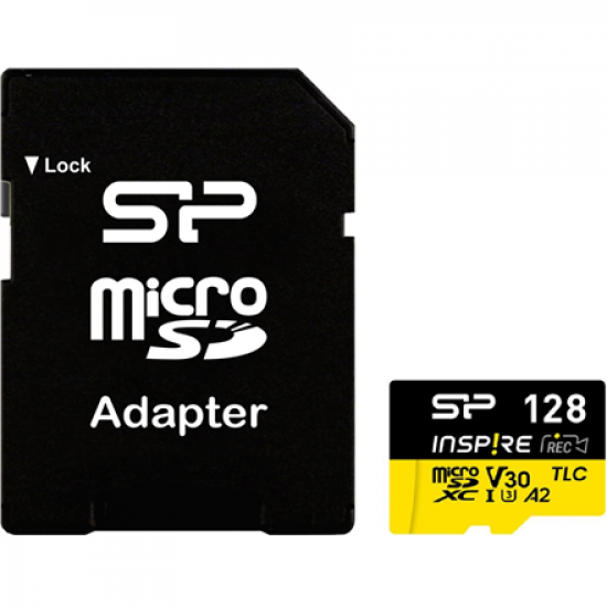 Silicon Power Memory card with adapter | Inspire | 128 GB | microSDXC | Flash memory class C10, UHS-I U3, V30, A2