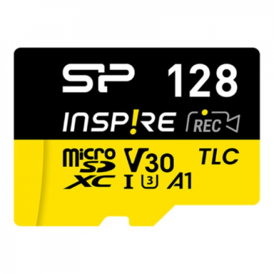 Silicon Power Memory card with adapter | Inspire | 128 GB | microSDXC | Flash memory class C10, UHS-I U3, V30, A2