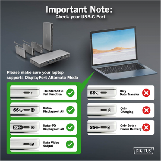 Digitus USB-C docking station, 8-port | DA-70915 | Ethernet LAN (RJ-45) ports 1 | HDMI ports quantity 2