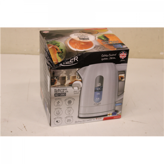 SALE OUT. Adler AD 1380w Electric kettle, Plastic, 1 L, White | SALE OUT. Adler Kettle | AD 1380w | Electric | 2200 W | 1 L | Polypropylene | 360° rotational base | White | DAMAGED PACKAGING