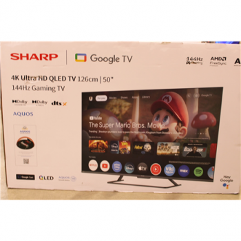 SALE OUT. Sharp 50HR7265E | 50 | Smart TV | Google TV | Black | DAMAGED PACKAGING, SCRATCHED ON THE SCREEN
