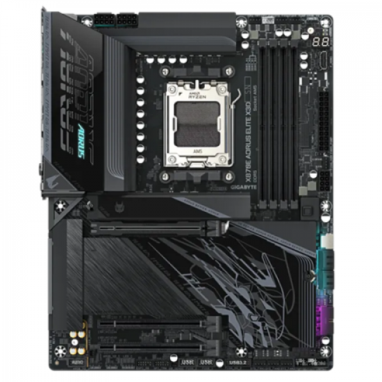 Gigabyte X870E A ELITE X | Processor family AMD | Processor socket AM5 | DDR5 | Supported hard disk drive interfaces SATA, M.2 | Number of SATA connectors 4