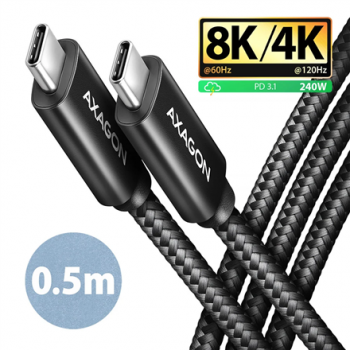 AXAGON NewGEN+ USB-C to USB-C 4 Gen 3×2/240 W cable, 0.5 m | BUCM4X-CM05AB