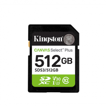 Kingston Canvas Select Plus | 512 GB | SD | Flash memory class Class 10, UHS-I, U1/U3, Video Class 10/30