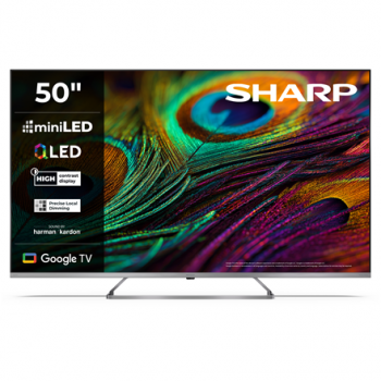 Sharp 4K QLED MiniLED TV | 50JP7265E | 50 | Smart TV | Google TV | UHD | Silver