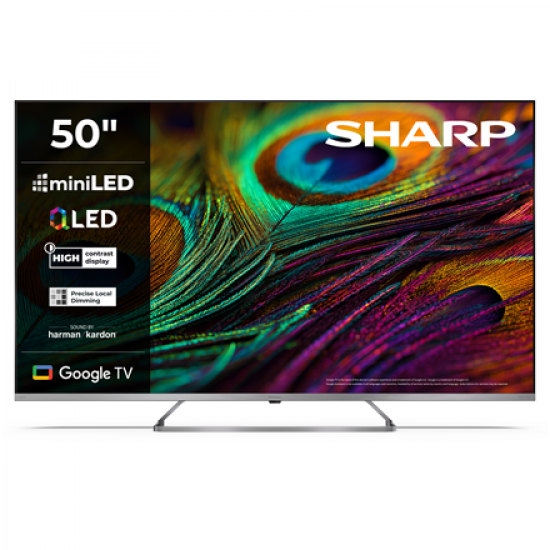 Sharp 4K QLED MiniLED TV | 50JP7265E | 50 | Smart TV | Google TV | UHD | Silver
