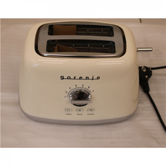 SALE OUT. Gorenje T900RL Toaster, Power 1000 W, 2 slots, Ivory | Gorenje Toaster | T900RL | Power 1000 W | Number of slots 2 | Housing material Plastic/Metal | DAMAGED PACKAGING