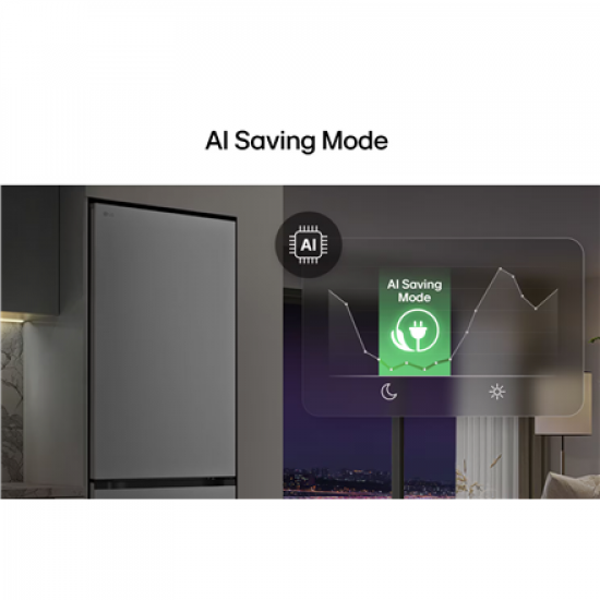 LG Refrigerator | GBBSJ1CCPY | Energy efficiency class C | Free standing | Combi | Height 186 cm | Fridge net capacity 220 L | Freezer net capacity 113 L | Display | 34 dB | Prime Silver