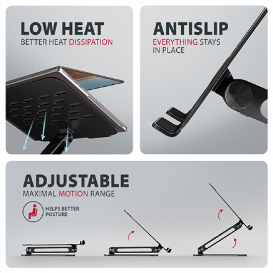 AXAGON STND-LQB stand for notebooks and tablets | Adjustable Height, Angle | 10-17.3 