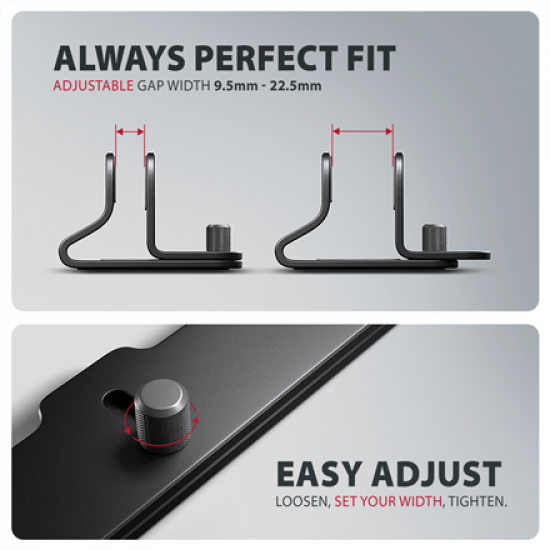 AXAGON STND-VB vertical stand for laptops and tablets | Adjustable width | 10-17.3 