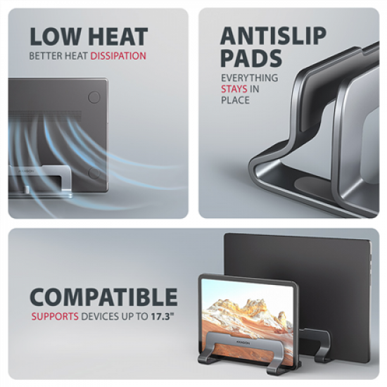 AXAGON STND-VG vertical stand for laptops and tablets | Adjustable width | 10-17.3 